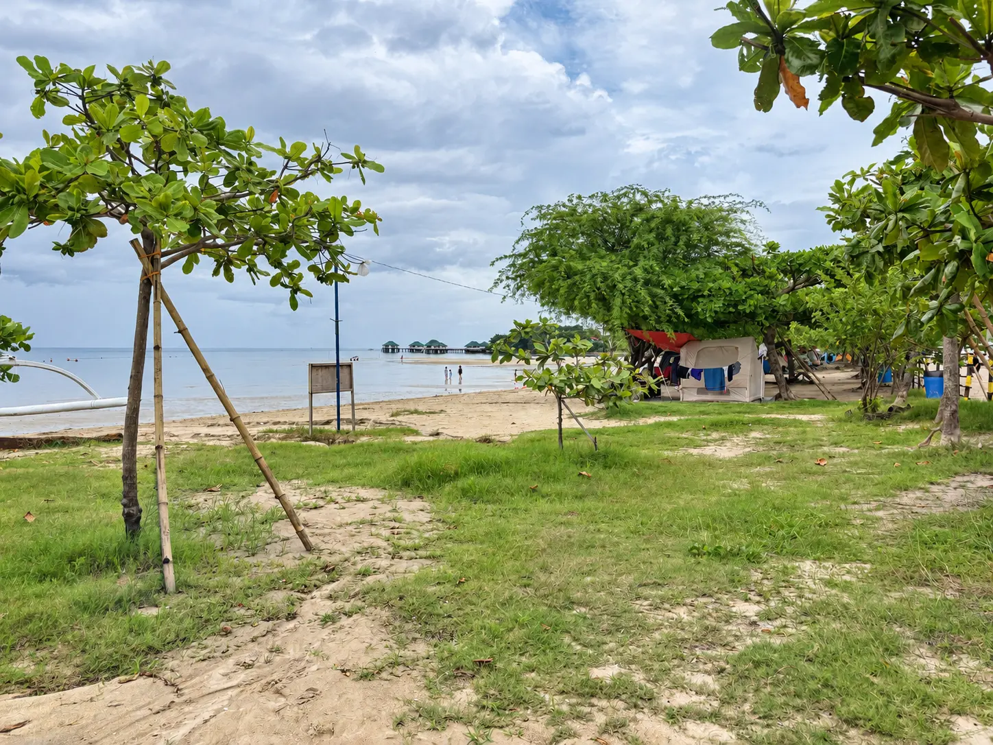 Grass and sand beside the beachfront at Manuel Uy Beach Resort