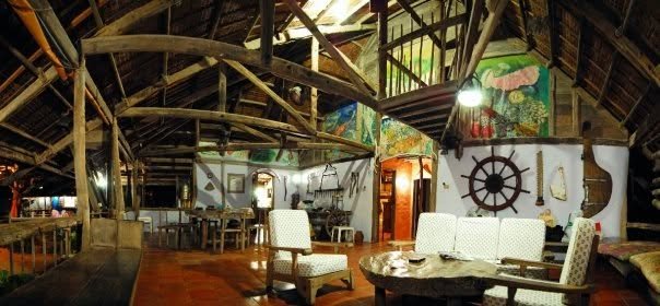 Banak House rustic living and dining area